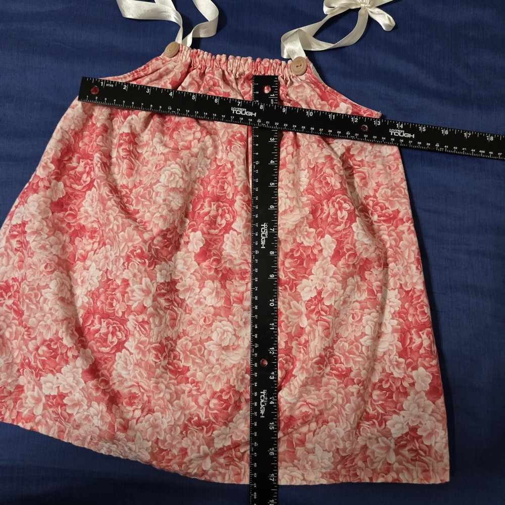 Sundress Girls 4T Pink Floral Cotton Sleeveless Tie Strap Knee Length Summer - Picture 3 of 9